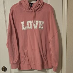 Pink Hoodie with 'LOVE' Embroidery Torrid Size 1